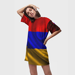 Футболка женская длинная Флаг Армения, цвет: 3D-принт — фото 2