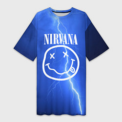 Футболка женская длинная Nirvana: Lightning, цвет: 3D-принт