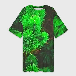 Женская длинная футболка Зелёная ель