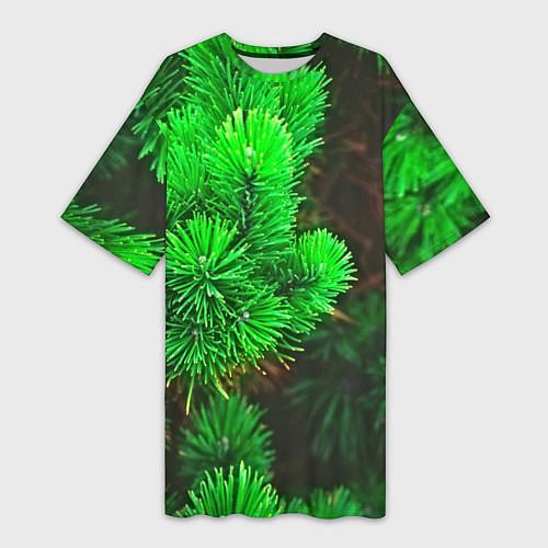 Женская длинная футболка Зелёная ель / 3D-принт – фото 1