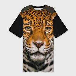 Женская длинная футболка Взгляд ягуара