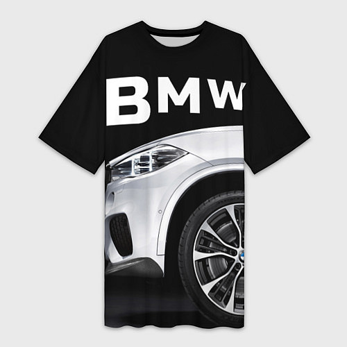 Женская длинная футболка BMW: White Style / 3D-принт – фото 1