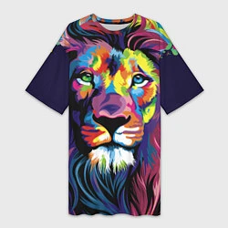 Женская длинная футболка Красочный лев