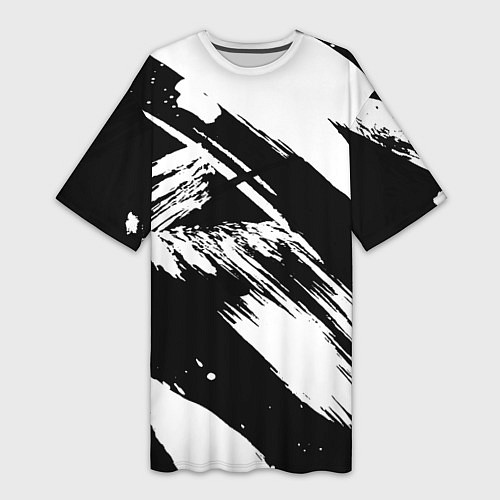 Женская длинная футболка Чёрно-белый / 3D-принт – фото 1