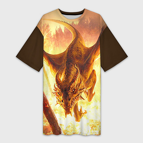 Женская длинная футболка Дракон / 3D-принт – фото 1