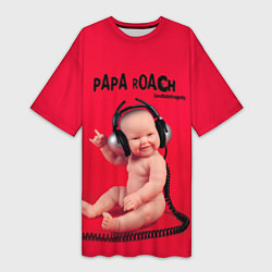 Футболка женская длинная Paparoach: Music Kid, цвет: 3D-принт