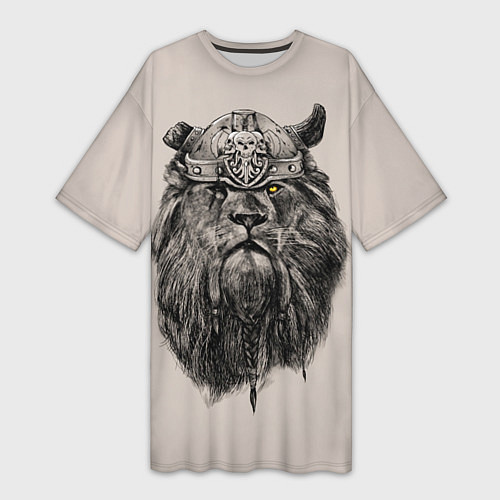 Женская длинная футболка Старый лев-воин / 3D-принт – фото 1