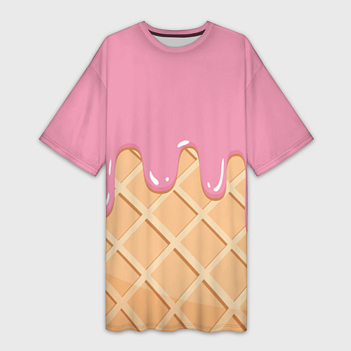 Женская длинная футболка Я Клубничный Рожок / 3D-принт – фото 1