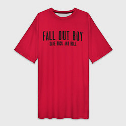 Футболка женская длинная Fall out boy: Save Rock, цвет: 3D-принт