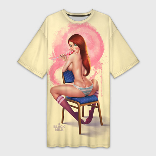 Женская длинная футболка Pin Up Girl / 3D-принт – фото 1