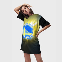 Футболка женская длинная Golden State Warriors 4, цвет: 3D-принт — фото 2