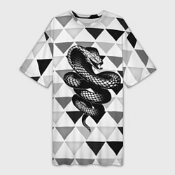 Женская длинная футболка Snake Geometric