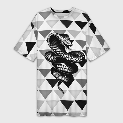 Женская длинная футболка Snake Geometric / 3D-принт – фото 1