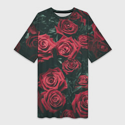 Женская длинная футболка Бархатные розы