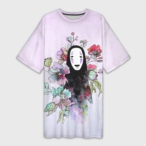 Женская длинная футболка Безликий в цветах / 3D-принт – фото 1