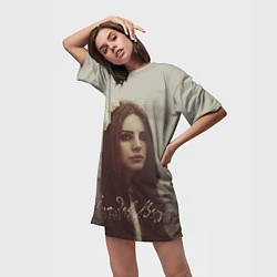 Футболка женская длинная Lana Del Rey: Flower, цвет: 3D-принт — фото 2