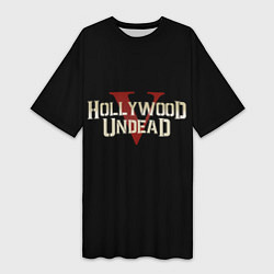 Футболка женская длинная Hollywood Undead V, цвет: 3D-принт
