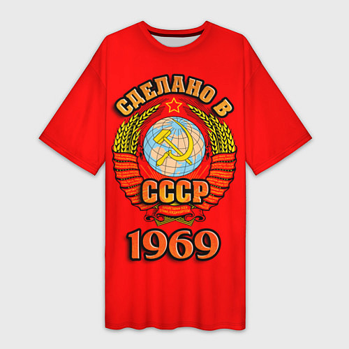 Женская длинная футболка Сделано в 1969 СССР / 3D-принт – фото 1