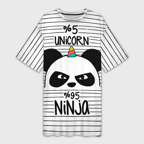 Женская длинная футболка 5% Unicorn – 95% Ninja / 3D-принт – фото 1