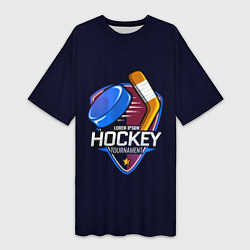 Футболка женская длинная Hockey Tournament, цвет: 3D-принт