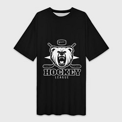 Футболка женская длинная Bear hockey, цвет: 3D-принт