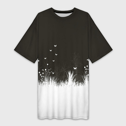 Женская длинная футболка Ночная полянка / 3D-принт – фото 1