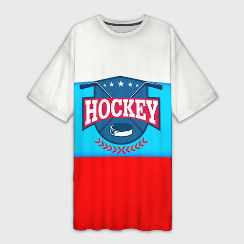 Женская длинная футболка Hockey Russia / 3D-принт – фото 1