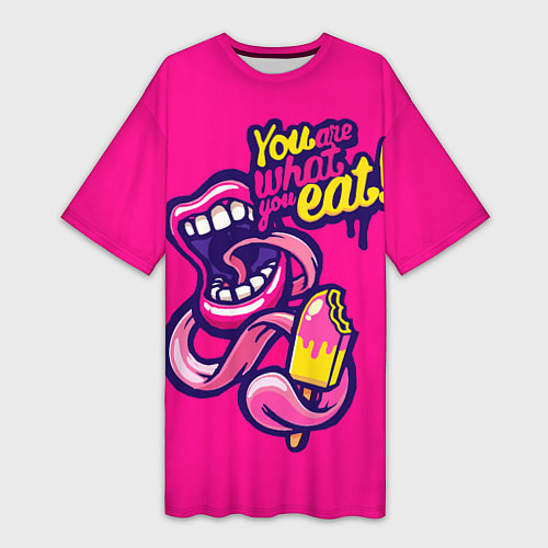 Женская длинная футболка Ты то Что ты ешь ^^ / 3D-принт – фото 1