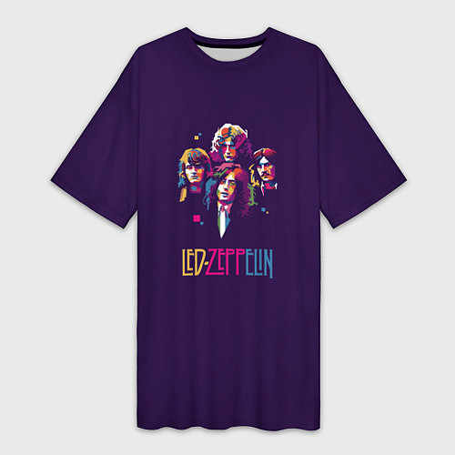 Женская длинная футболка Led Zeppelin Color / 3D-принт – фото 1