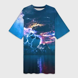 Женская длинная футболка Извержение вулкана