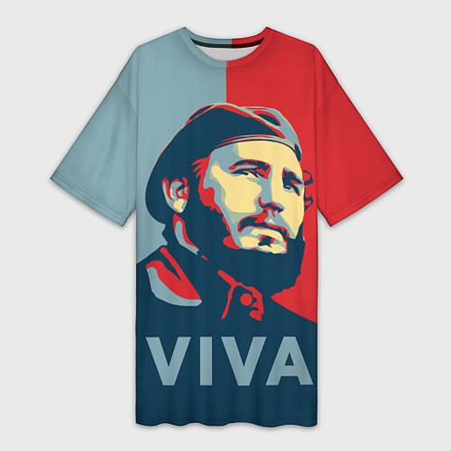 Женская длинная футболка Фидель Кастро / 3D-принт – фото 1