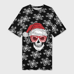 Женская длинная футболка Santa Skull хипстер