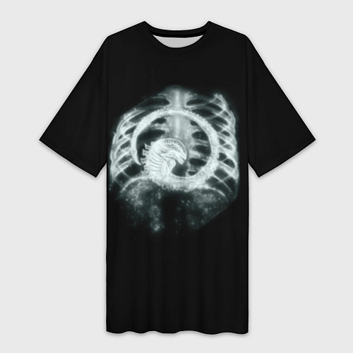 Женская длинная футболка Чужой в желудке / 3D-принт – фото 1