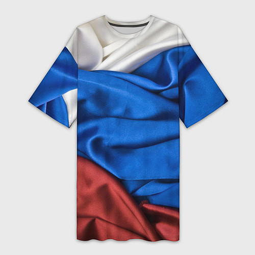 Женская длинная футболка Российский Триколор / 3D-принт – фото 1