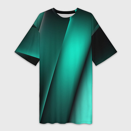 Женская длинная футболка Emerald lines / 3D-принт – фото 1