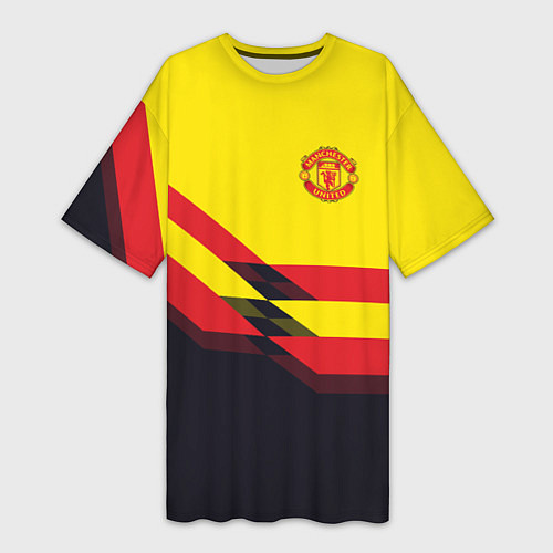 Женская длинная футболка Man United FC: Yellow style / 3D-принт – фото 1