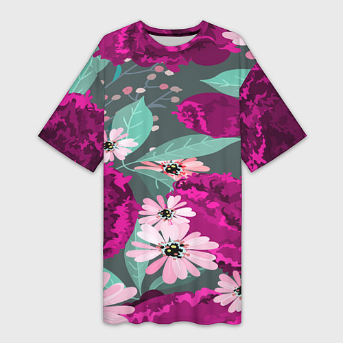 Женская длинная футболка Осенний цветок / 3D-принт – фото 1