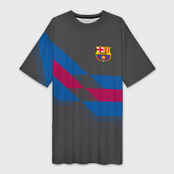 Футболка женская длинная Barcelona FC: Dark style, цвет: 3D-принт