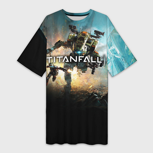 Женская длинная футболка Titanfall Battle / 3D-принт – фото 1