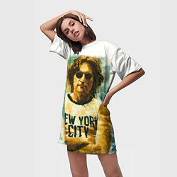 Футболка женская длинная John Lennon: New York, цвет: 3D-принт — фото 2