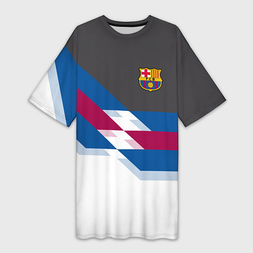 Женская длинная футболка Barcelona FC: White style / 3D-принт – фото 1