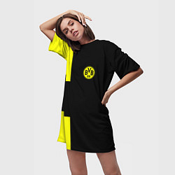 Футболка женская длинная BVB FC: Black style, цвет: 3D-принт — фото 2