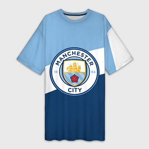 Женская длинная футболка FC Manchester City: Colors / 3D-принт – фото 1