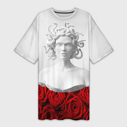 Женская длинная футболка Унисекс / Snake roses girl