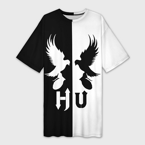 Женская длинная футболка HU: Black & White / 3D-принт – фото 1