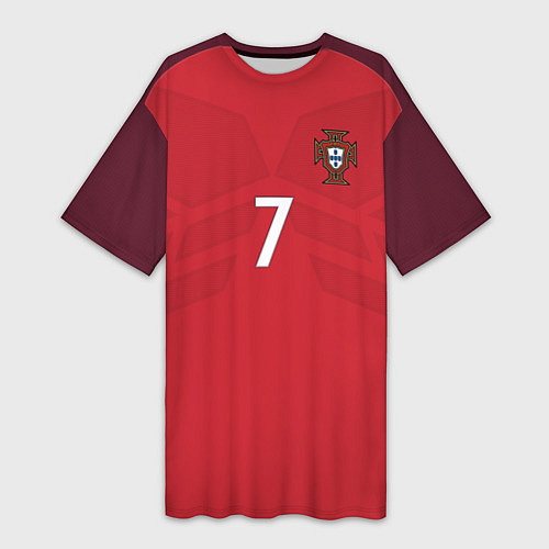 Женская длинная футболка Сборная Португалии: Роналду ЧМ-2018 / 3D-принт – фото 1