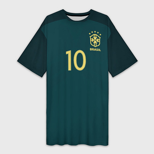 Женская длинная футболка Сборная Бразилии: Неймар ЧМ-2018 альтернатива / 3D-принт – фото 1