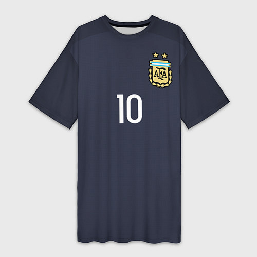 Женская длинная футболка Сборная Аргентины: Месси ЧМ-2018 / 3D-принт – фото 1