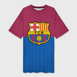 Футболка женская длинная Barcelona FC: Duo Color, цвет: 3D-принт