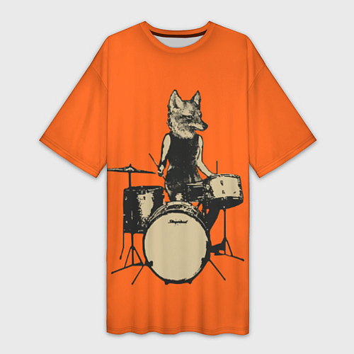 Женская длинная футболка Drums Fox / 3D-принт – фото 1